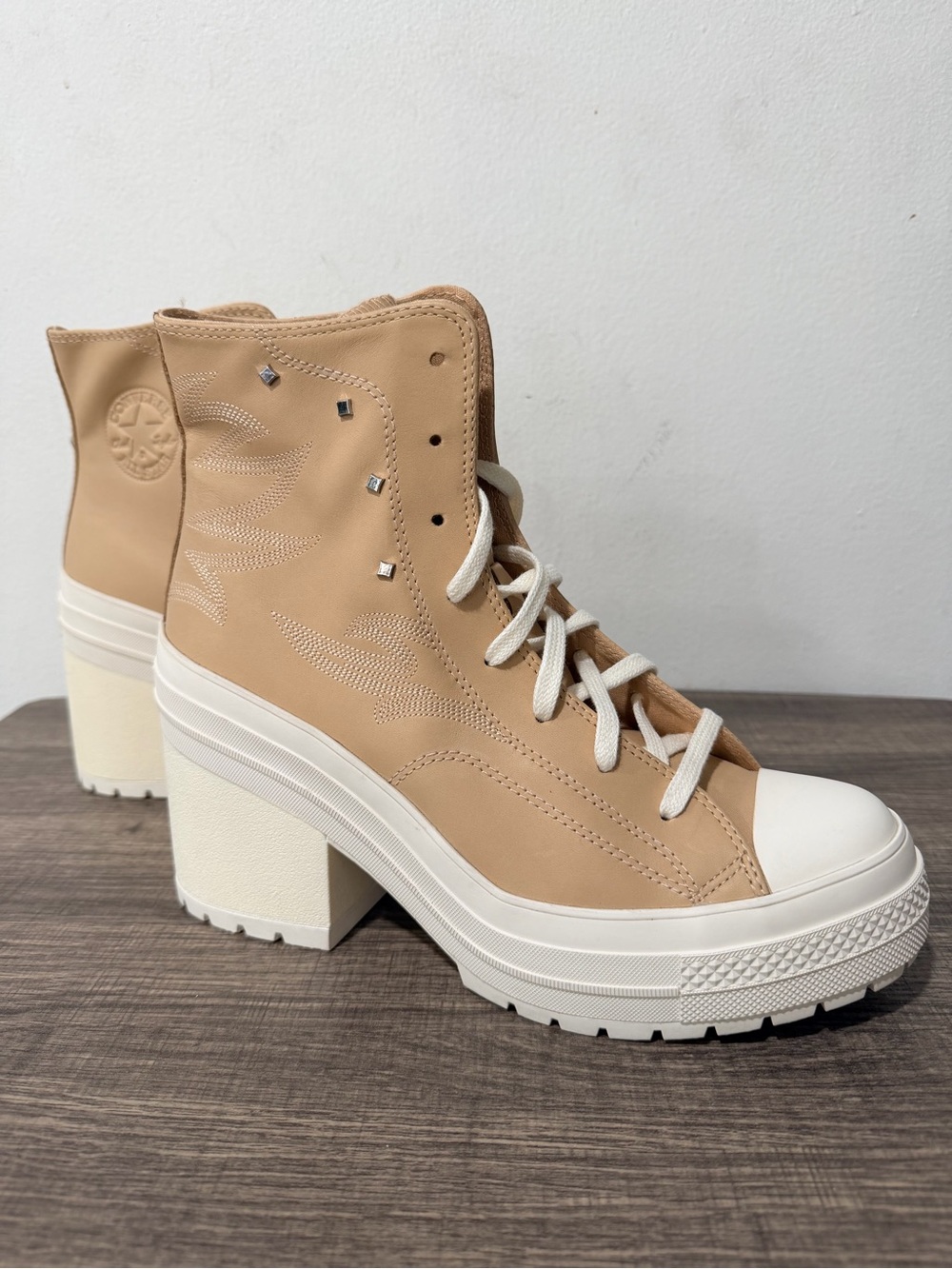 Converse Chuck 70 De Luxe Heel Western Glam Boots Womens Size11 Leather Platform